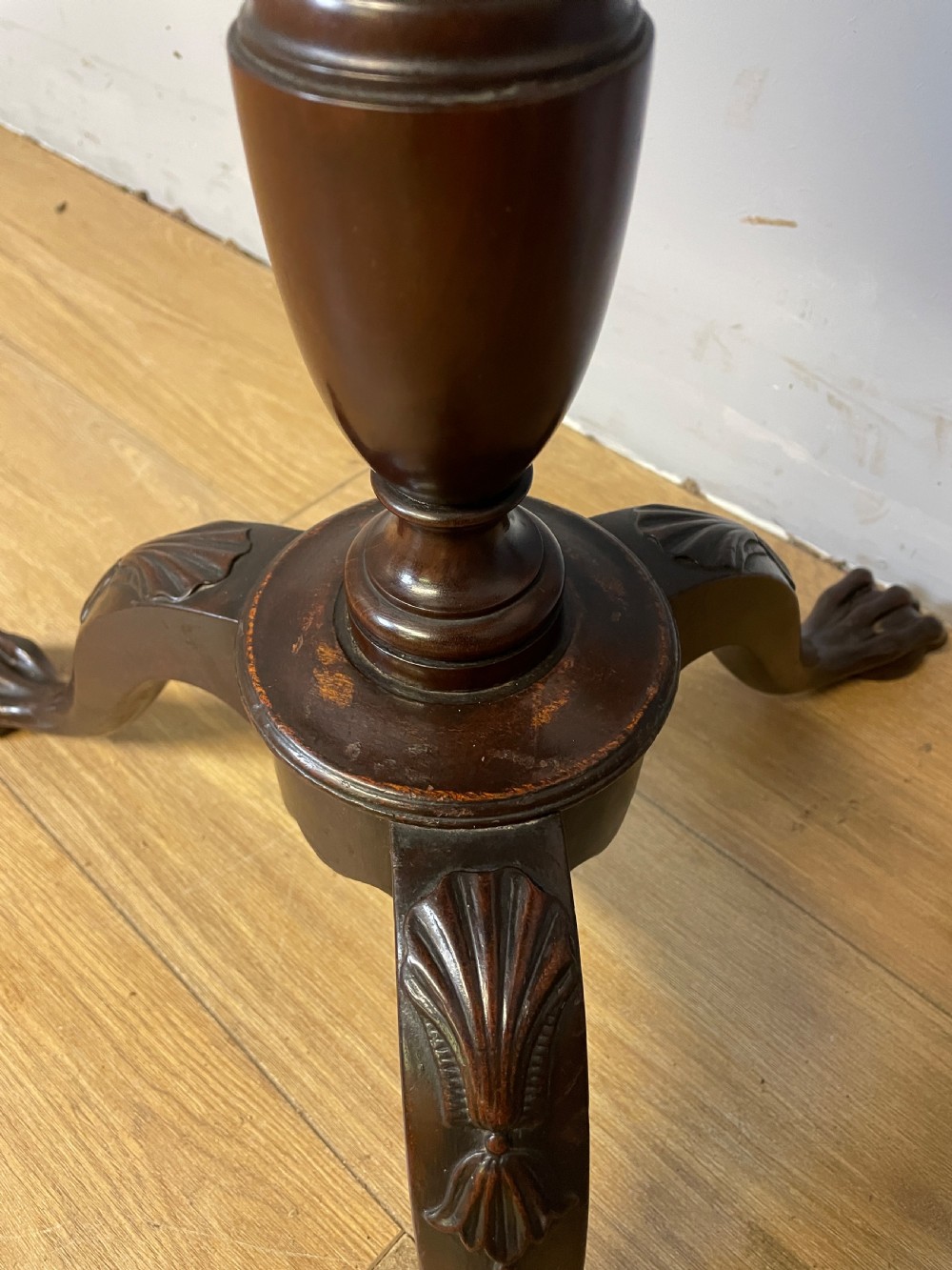 C19TH mahogany tripod table on ball and claw feet  View V