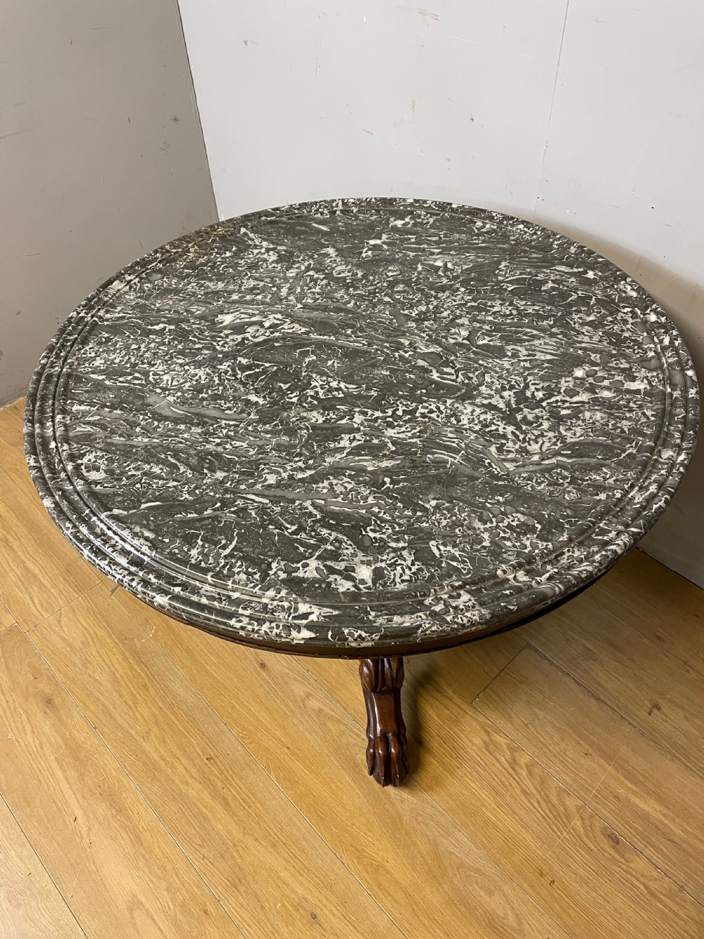 C19TH French mahogany Gueridon marble topped table  View IV