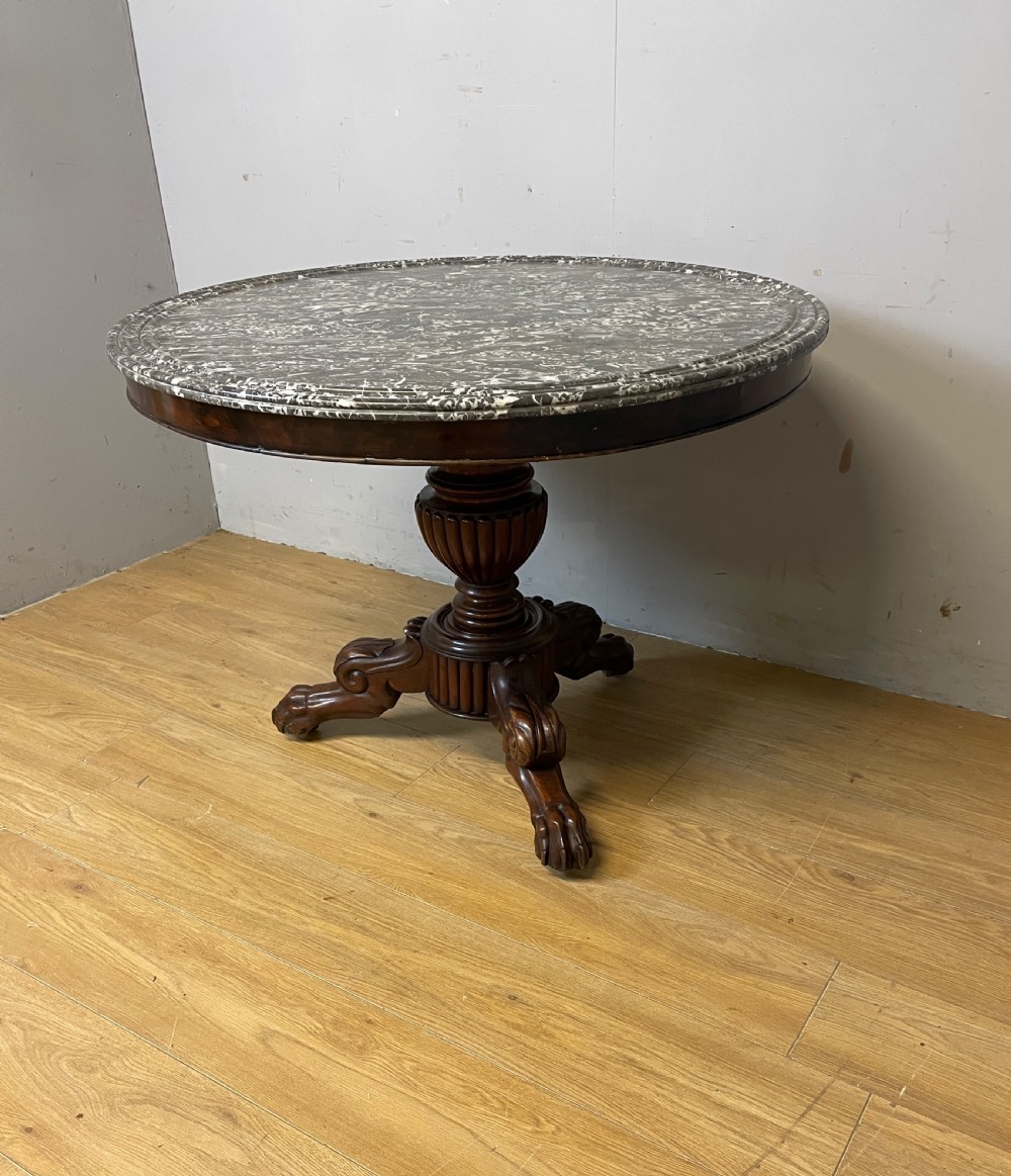 C19TH French mahogany Gueridon marble topped table  View VIII
