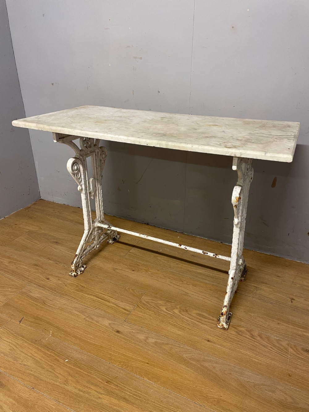 C19TH cast iron table with Carrara marble top  View II