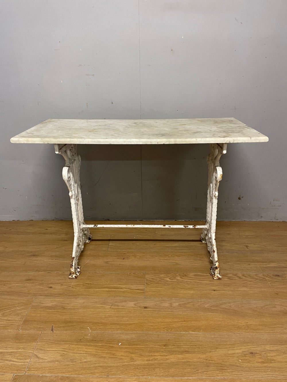 C19TH cast iron table with Carrara marble top  View III