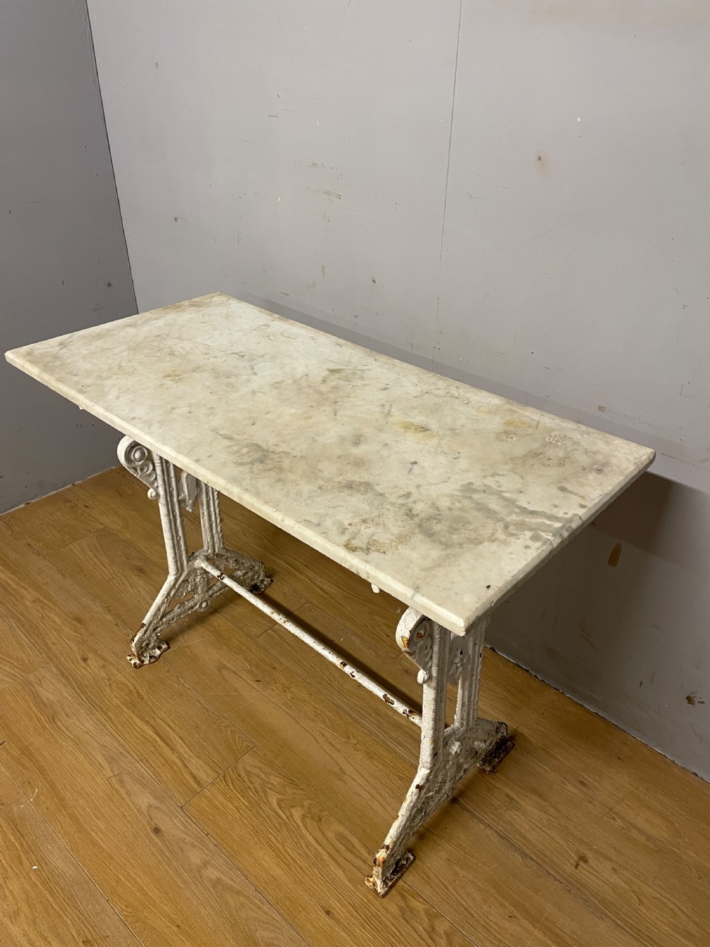 C19TH cast iron table with Carrara marble top  View IV