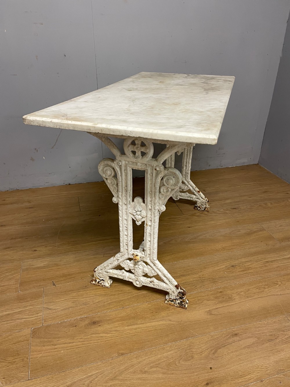 C19TH cast iron table with Carrara marble top  View VI