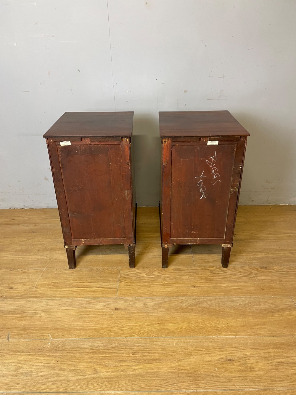 Pair of Regency flame mahogany bedside cabinets circa 1830  View XI