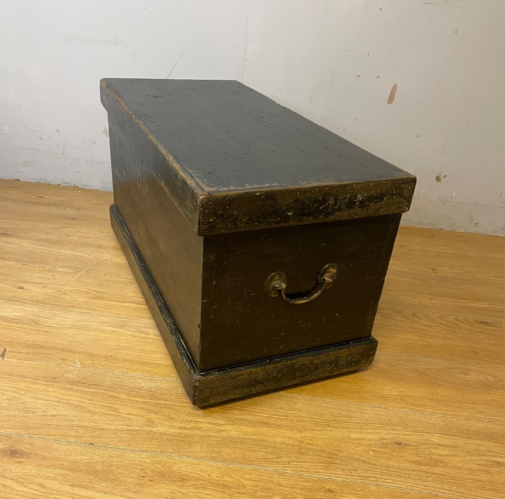 C19TH pine tool box with original painted finish and brass handles  View IV