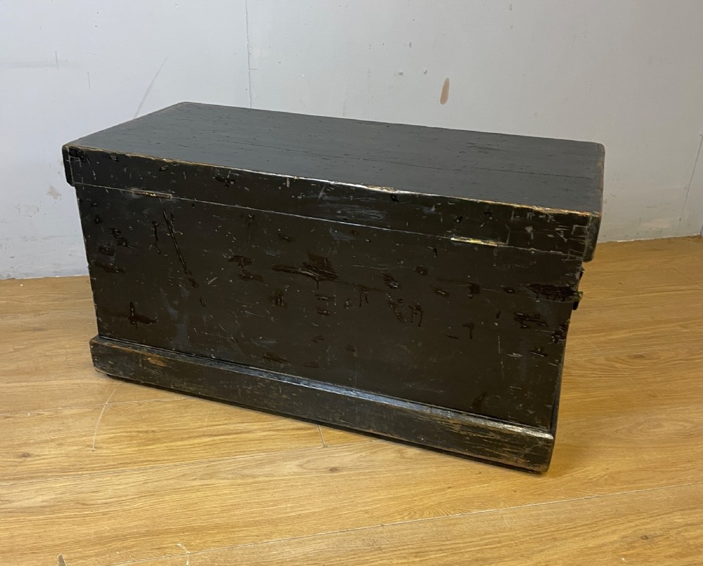 C19TH pine tool box with original painted finish and brass handles  View VI