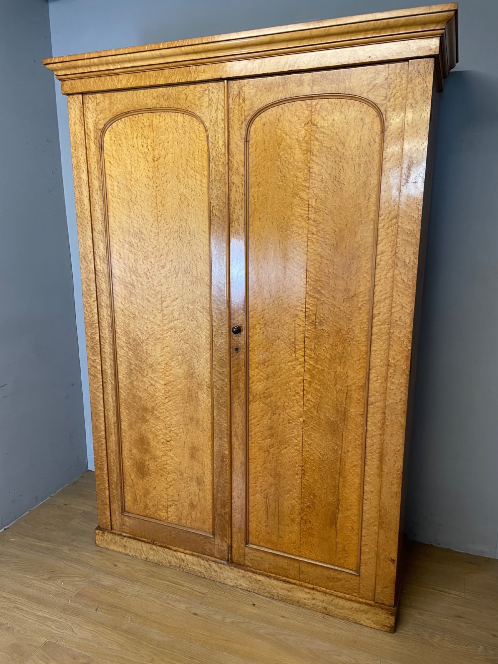 Large country house Birds Eye Maple double wardrobe circa 1870