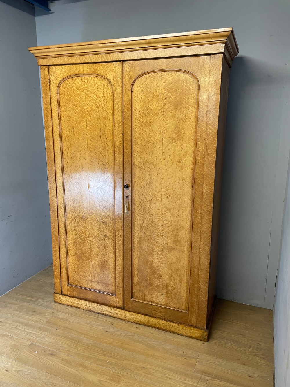 Large country house Birds Eye Maple double wardrobe circa 1870