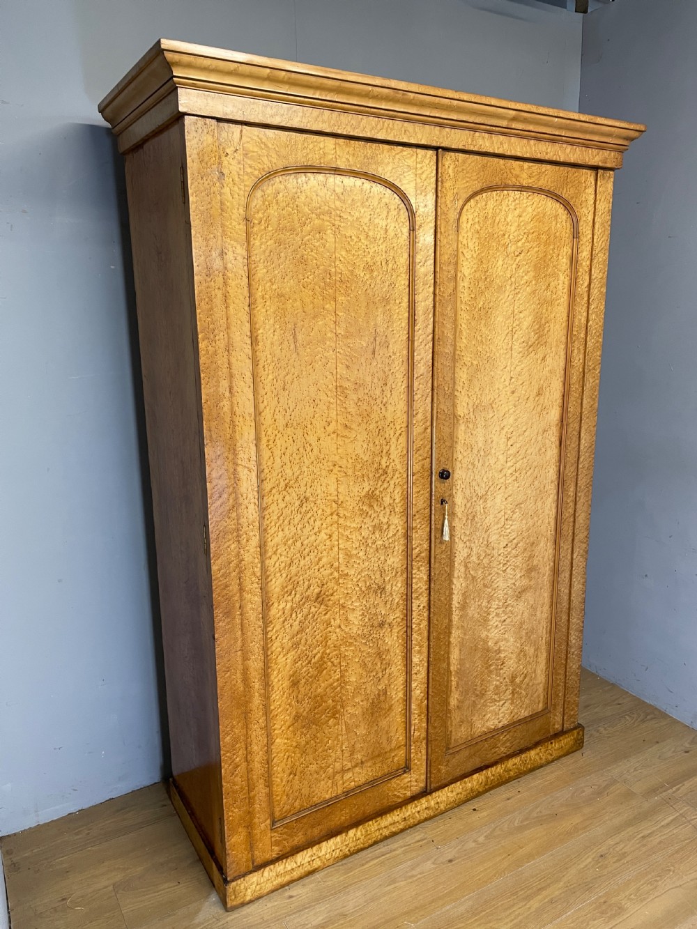Large country house Birds Eye Maple double wardrobe circa 1870 View V