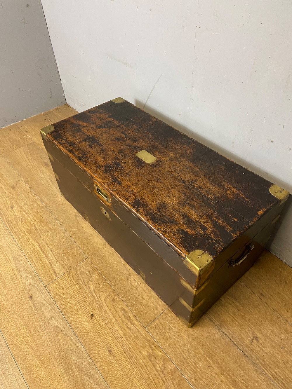 C19th Brass Bound Camphorwood Box  View X