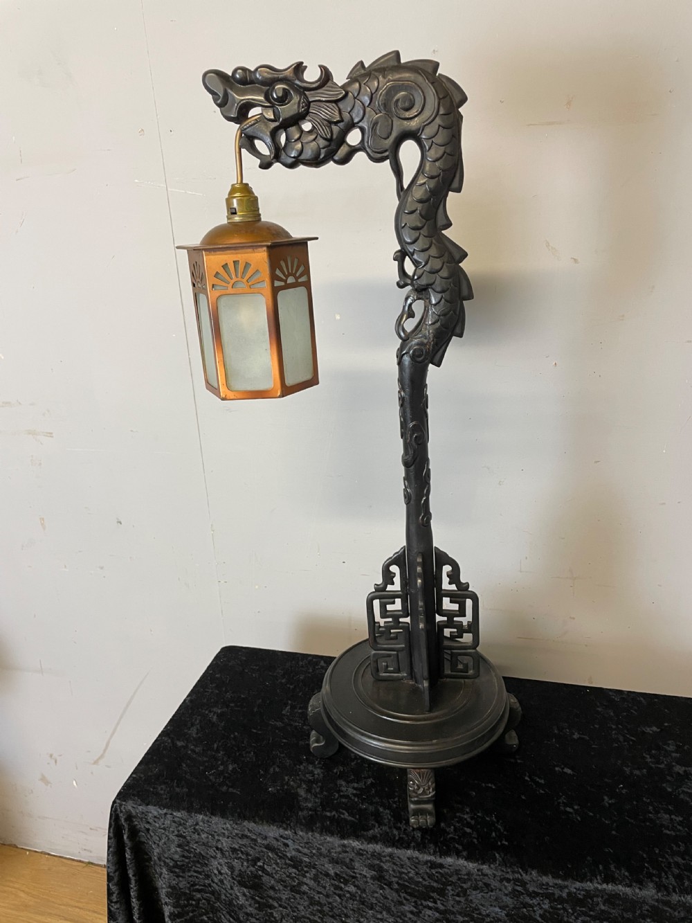 Early C20th Carved Oriental Dragon Light View III
