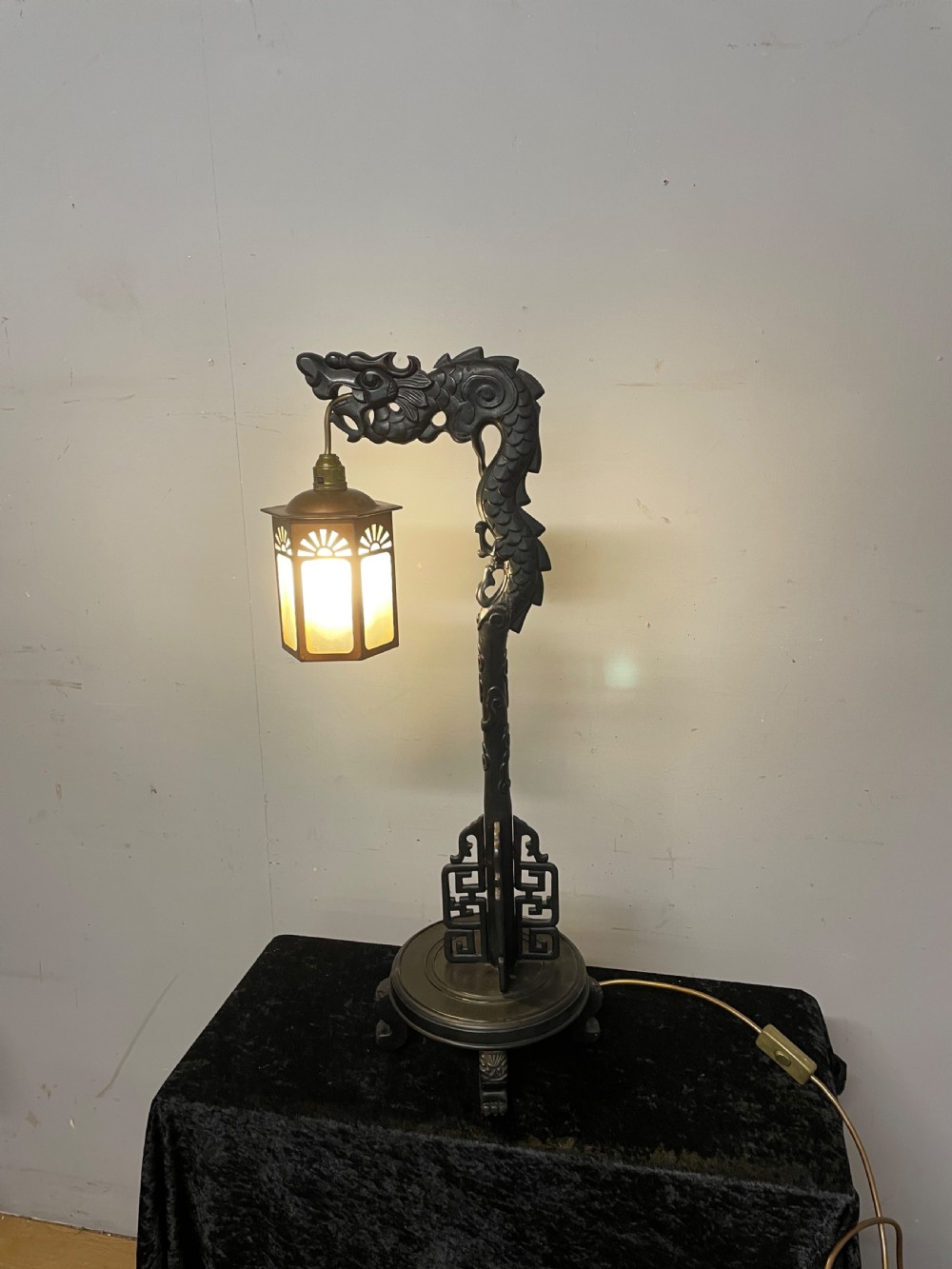 Early C20th Carved Oriental Dragon Light View VII