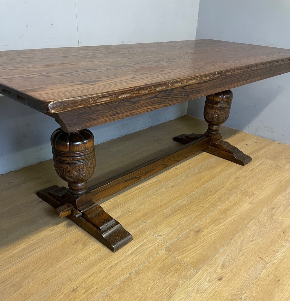 Solid oak Eight Seater refectory  table Circa 1930 View VIII