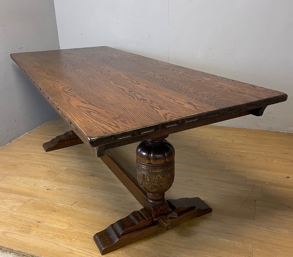  Solid oak Eight Seater refectory  table Circa 1930 View X