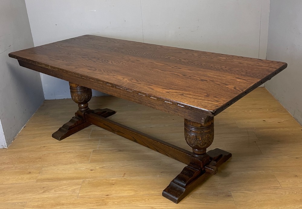  Solid oak Eight Seater refectory  table Circa 1930 View XII
