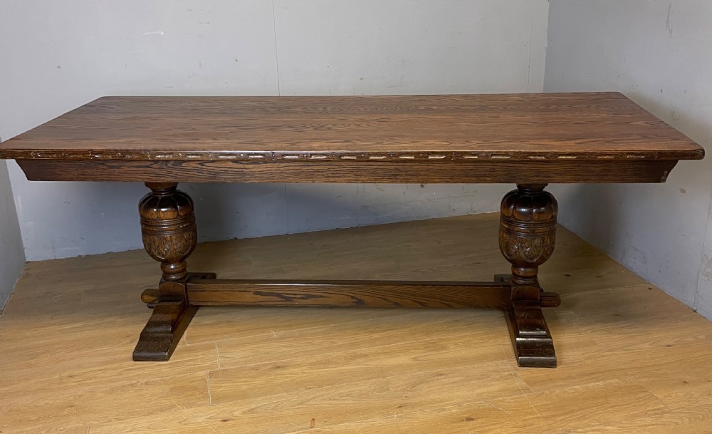  Solid oak Eight Seater refectory  table Circa 1930 View XIII