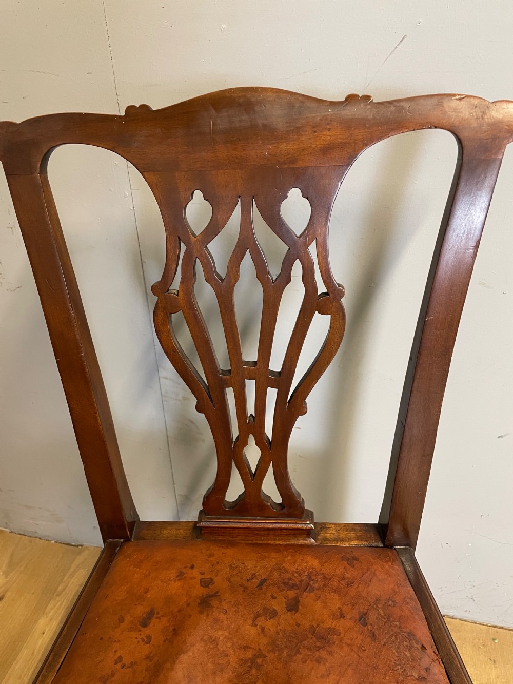  Edwardian set of six mahogany Chippendale style dining chairs on ball and claw feet View XIV