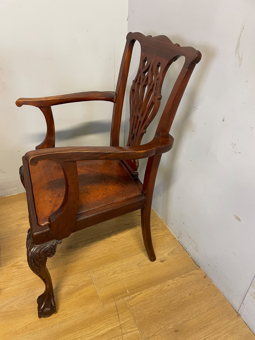  Edwardian set of six mahogany Chippendale style dining chairs on ball and claw feet View XVII