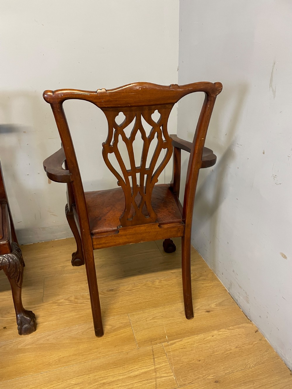  Edwardian set of six mahogany Chippendale style dining chairs on ball and claw feet View XVIII