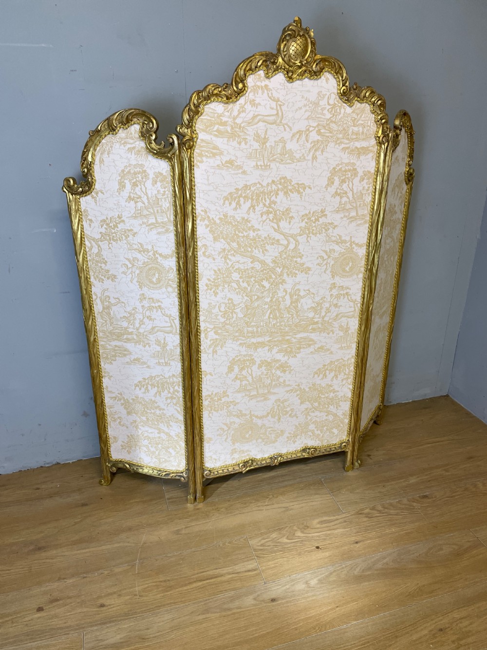 Three panel gilt wood screen circa 1930 View III