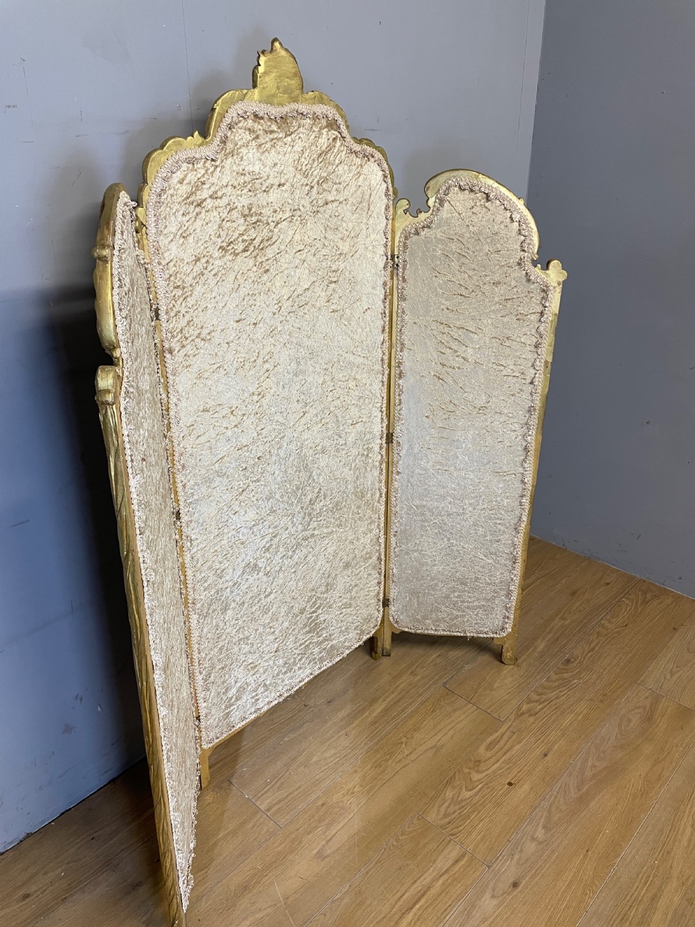 Three panel gilt wood screen circa 1930 View XII