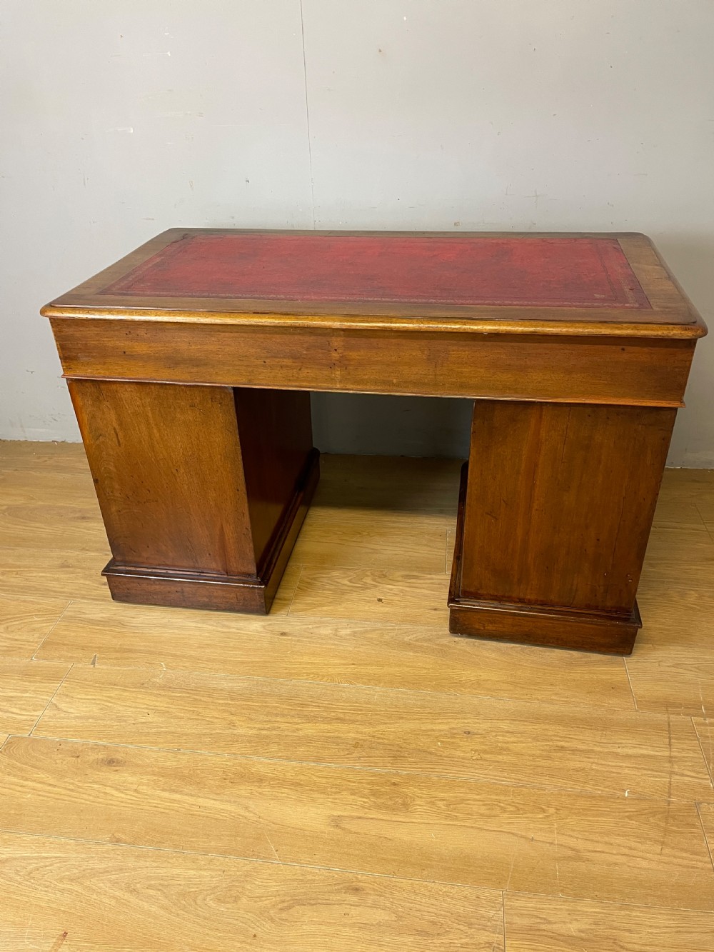 C19TH mahogany three part twin pedestal desk with leather top View XII