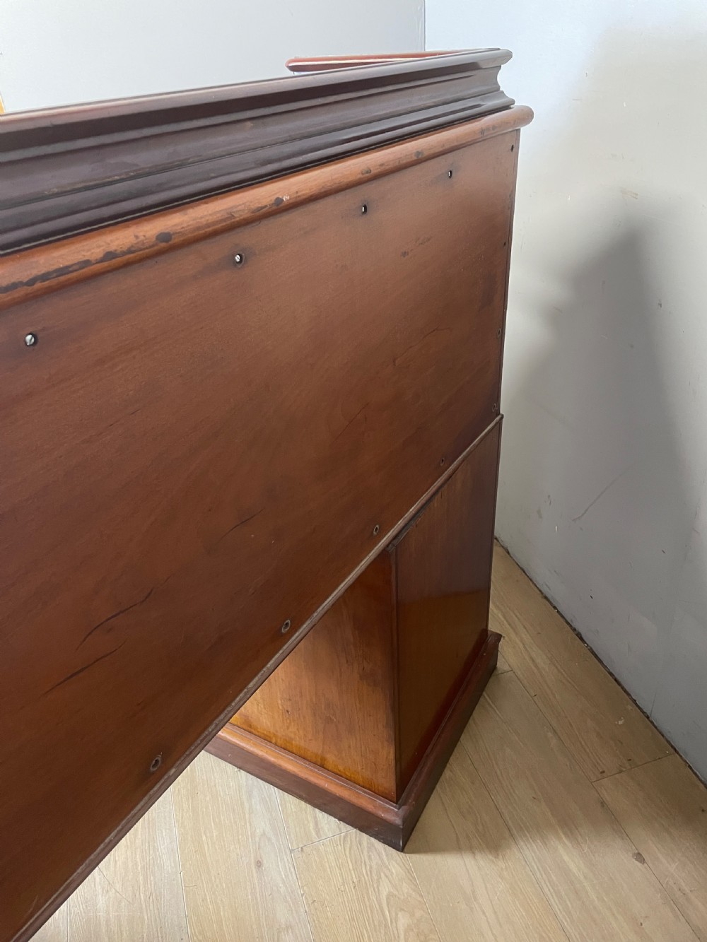 C19TH flame mahogany  twin pedestal three part cylinder desk  View XIII