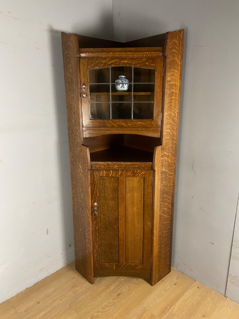 Liberty and Co Arts and crafts solid oak corner cabinet 