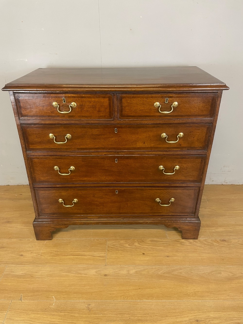 Georgian oak four height chest of drawers circa 1790 View III