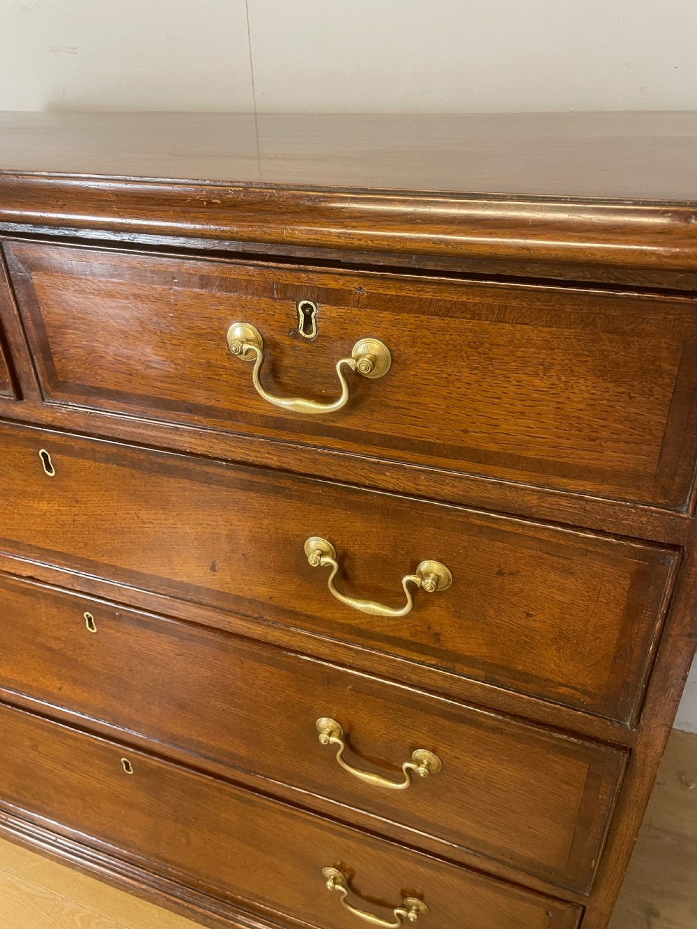 Georgian oak four height chest of drawers circa 1790 View V