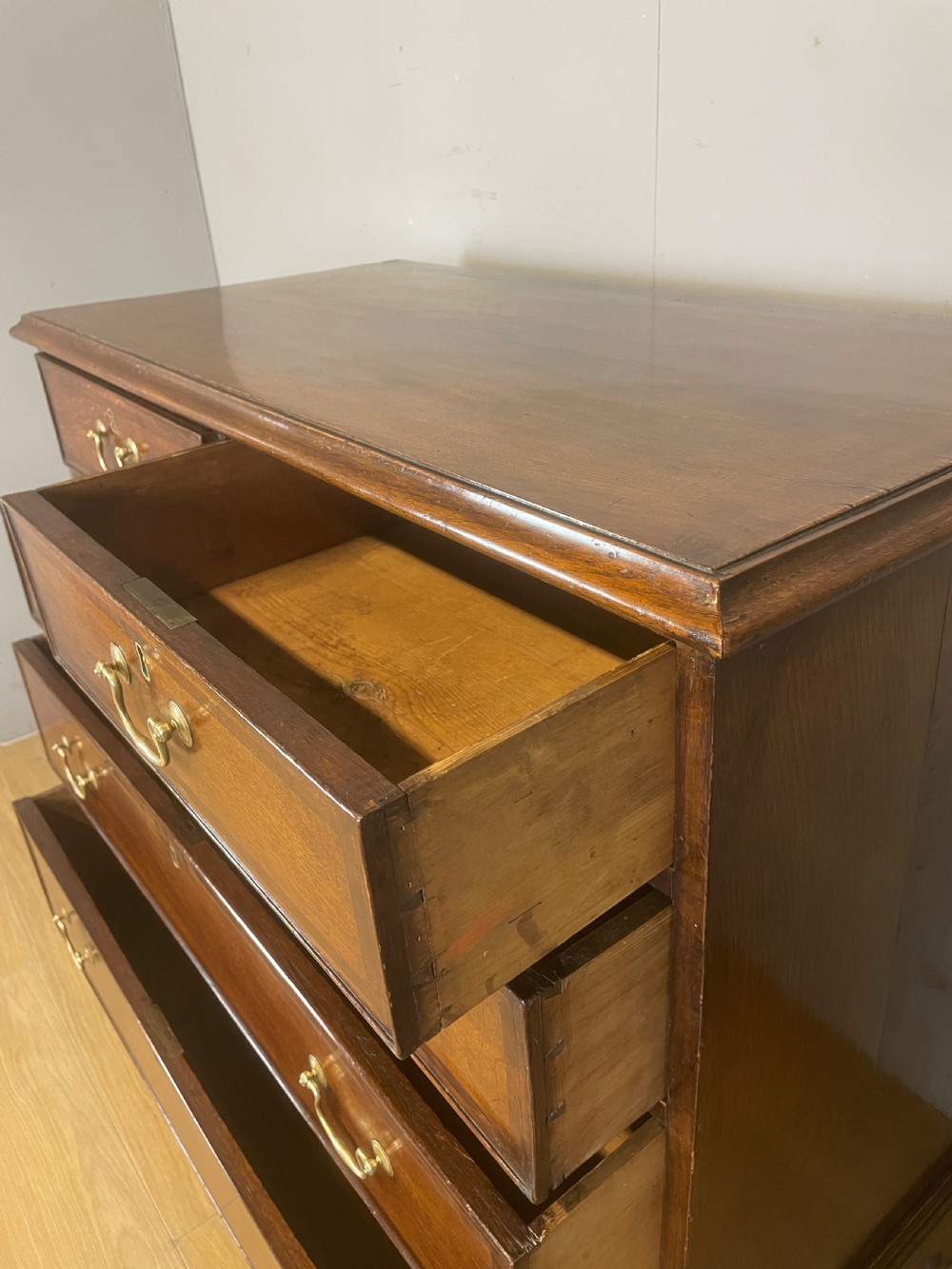 Georgian oak four height chest of drawers circa 1790 View X