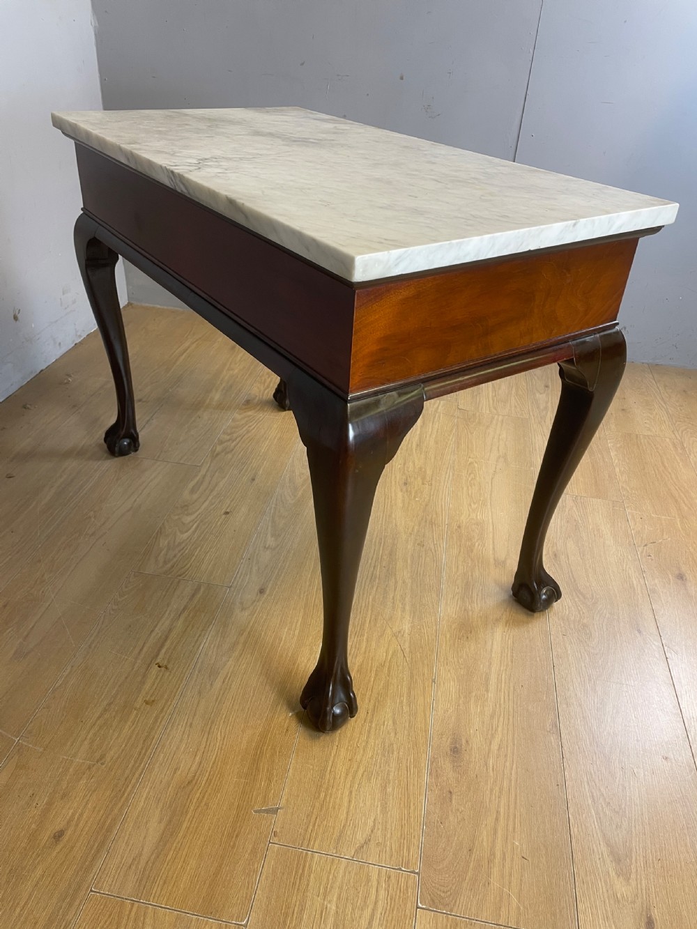 C19TH mahogany Chippendale style side table with white Carrara marble top  View VIII
