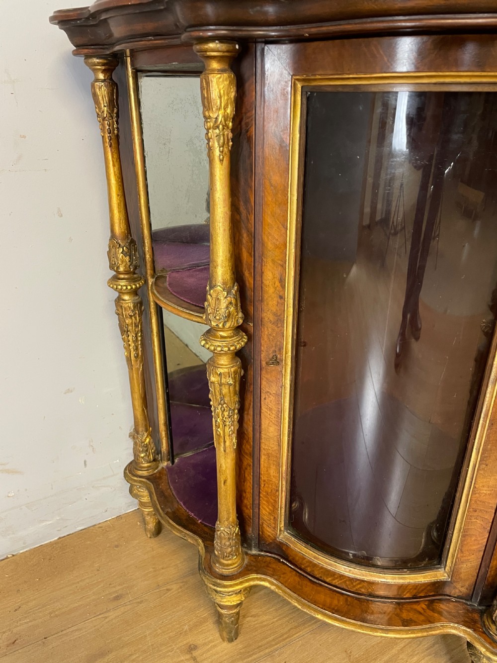 C19TH walnut and carved giltwood floor standing corner cabinet  View VII