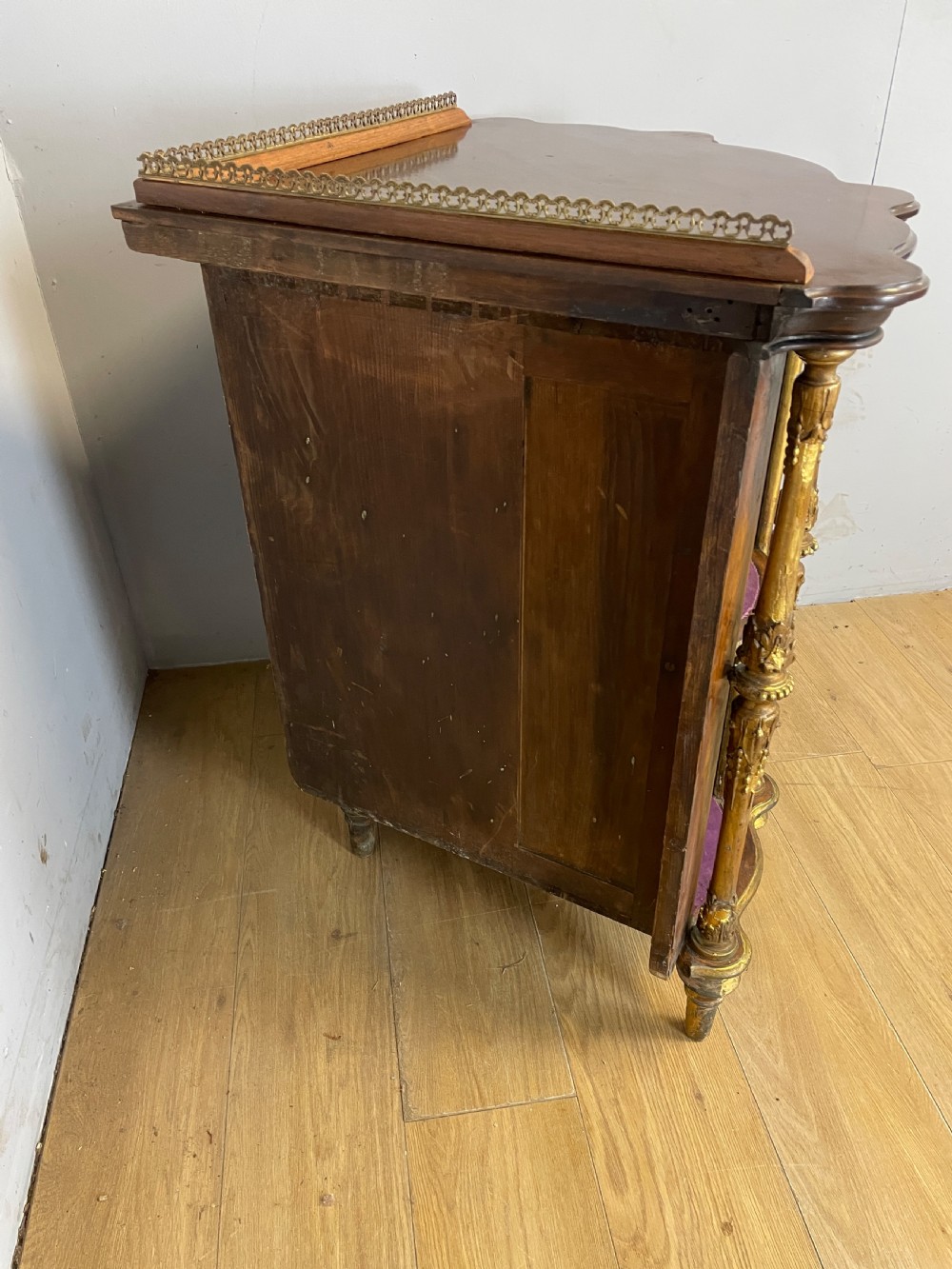 C19TH walnut and carved giltwood floor standing corner cabinet  View X