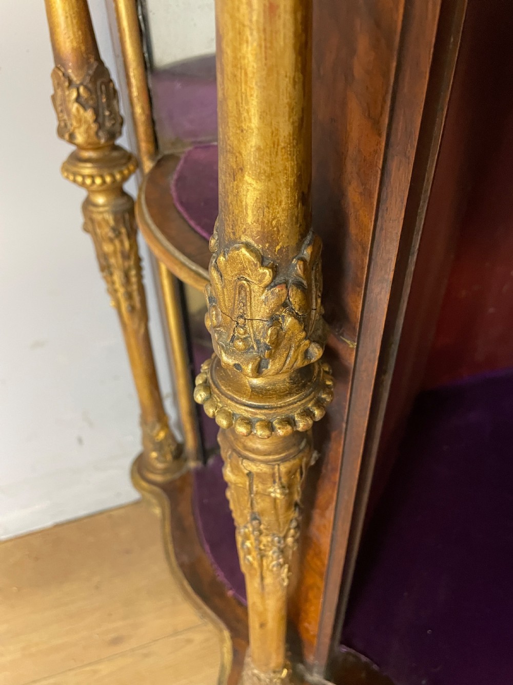 C19TH walnut and carved giltwood floor standing corner cabinet  View XI