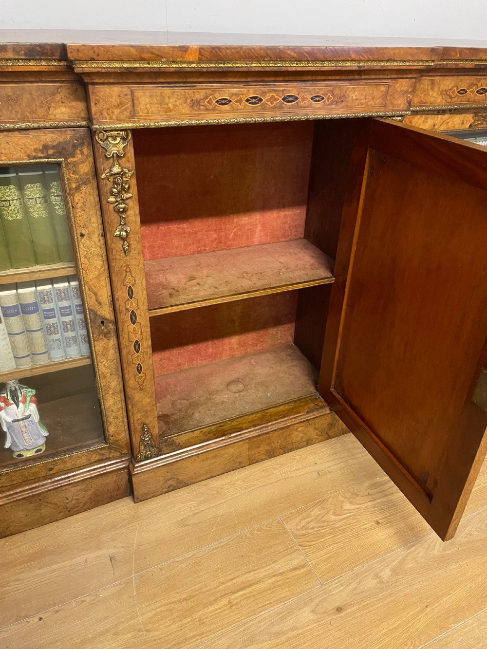 C19TH inlaid walnut ormolu mounted three door bookcase  View VII