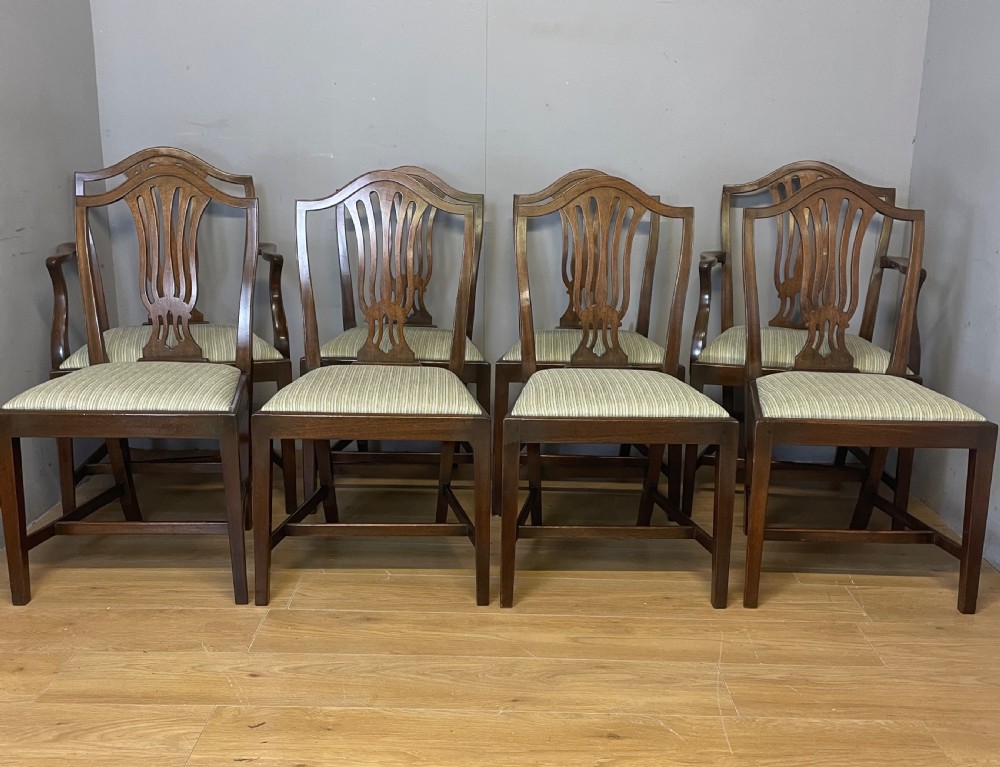 Set of 8 Edwardian mahogany Hepplewhite style dining chairs  View IV