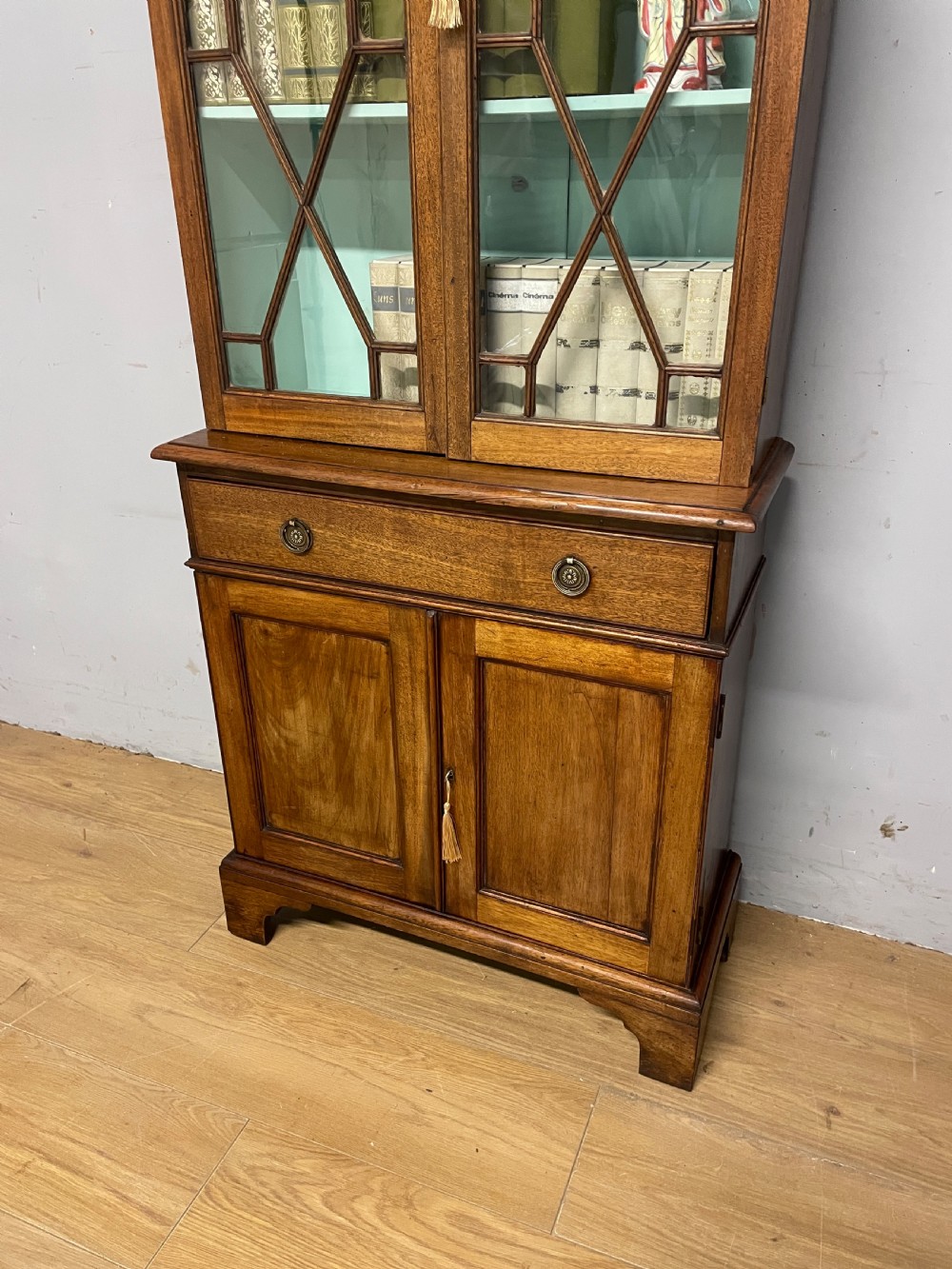 C19th small mahogany bookcase over cupboard only 69 cm wide  View IV