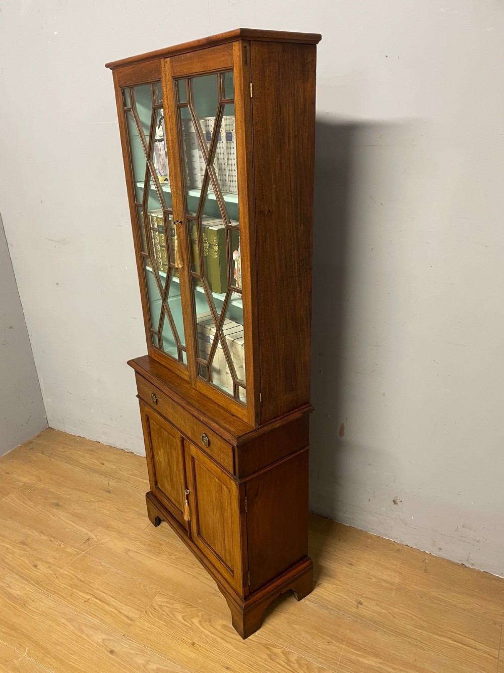C19th small mahogany bookcase over cupboard only 69 cm wide  View VIII