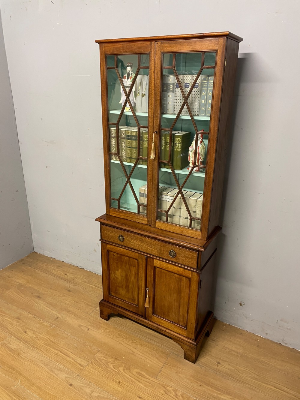 C19th small mahogany bookcase over cupboard only 69 cm wide  View X