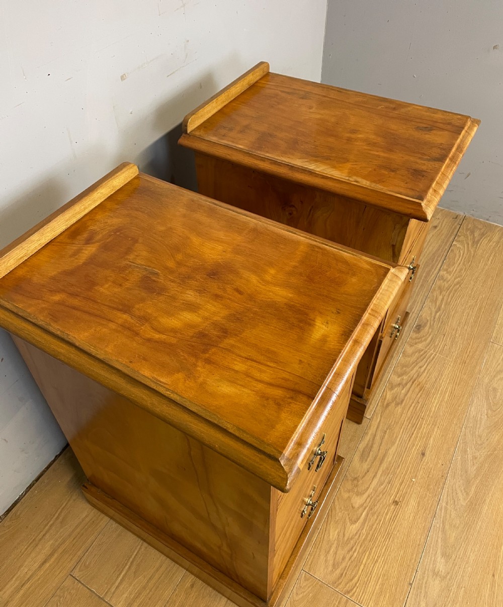 C19TH pair of satin birch bedside cabinets  View IV