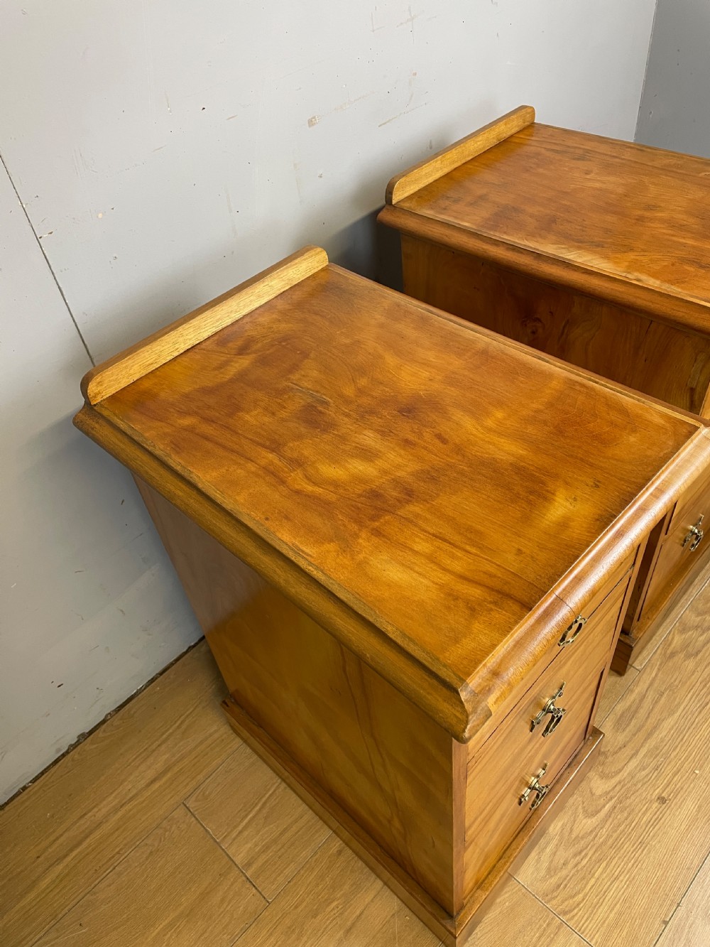 C19TH pair of satin birch bedside cabinets  View VII