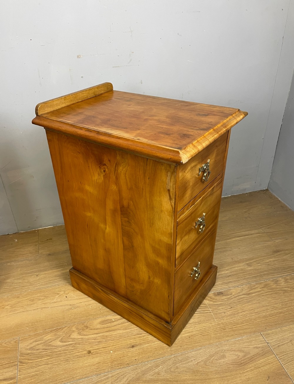 C19TH pair of satin birch bedside cabinets  View X
