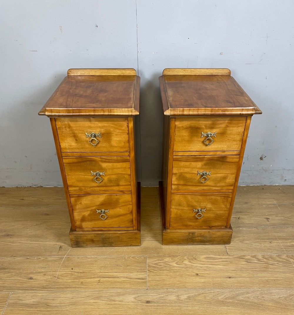 C19TH pair of satin birch bedside cabinets  View XIV
