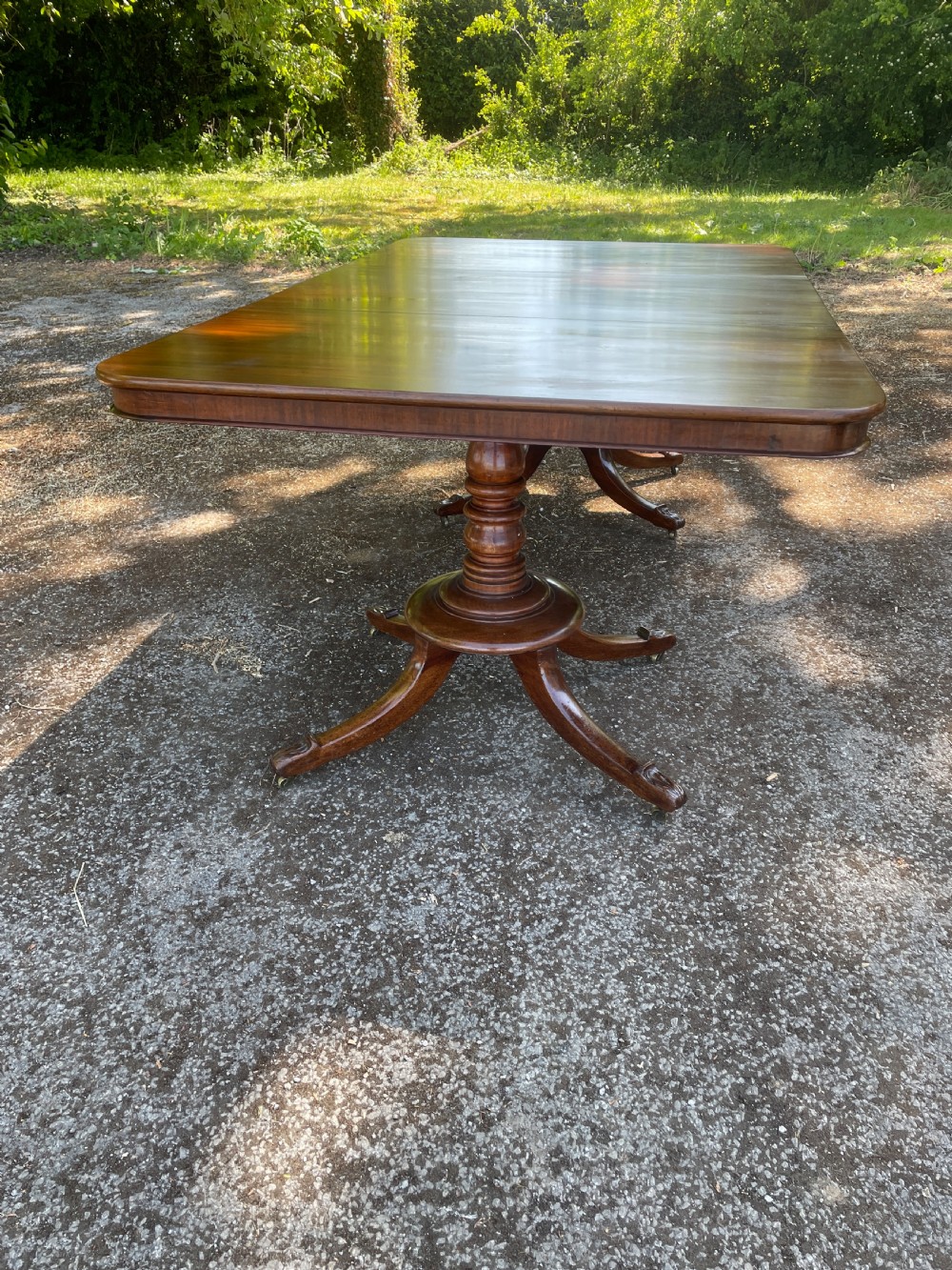 William IV mahogany twin pedestal eight seater dining table  View II