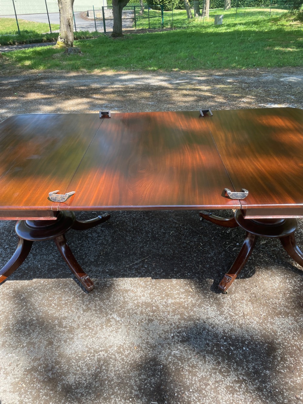 William IV mahogany twin pedestal eight seater dining table  View X