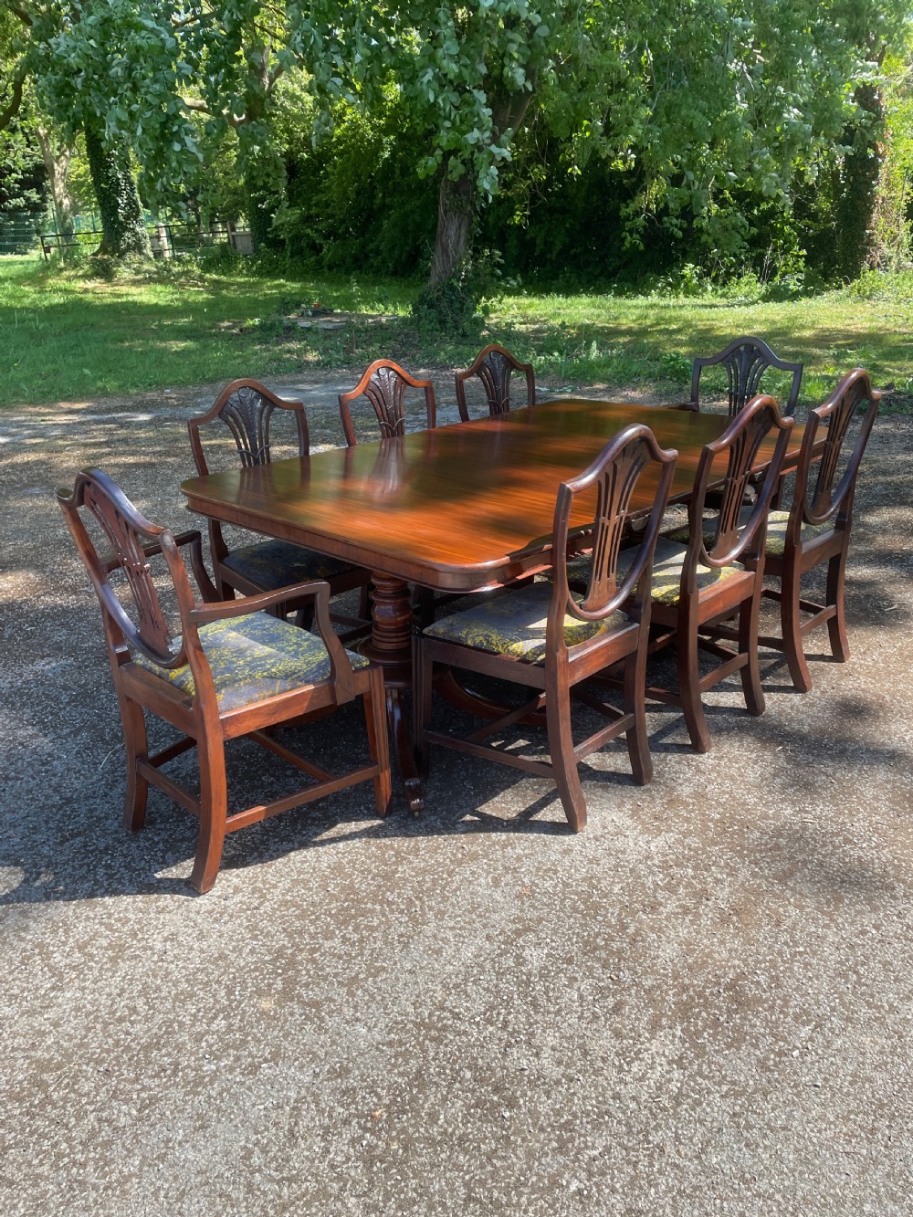 William IV mahogany twin pedestal eight seater dining table  View XII