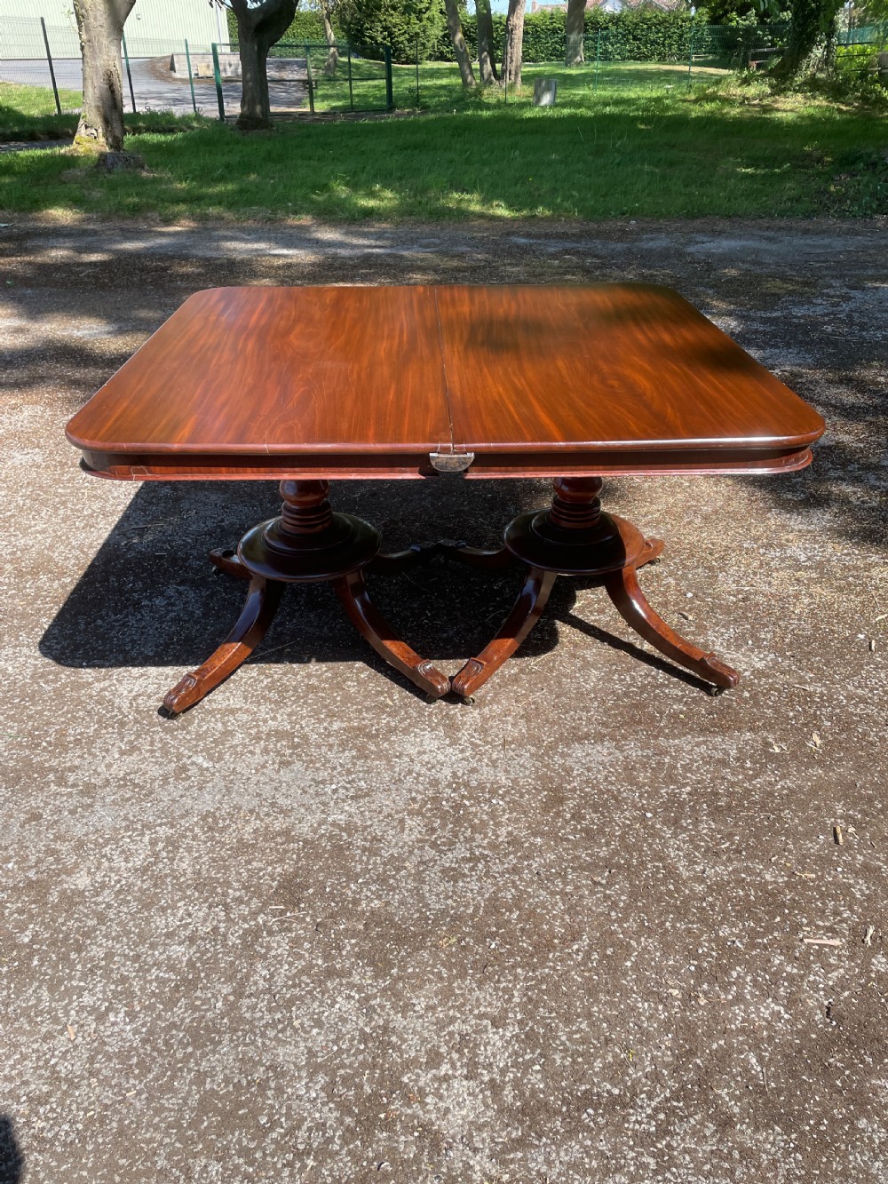 William IV mahogany twin pedestal eight seater dining table  View XVI