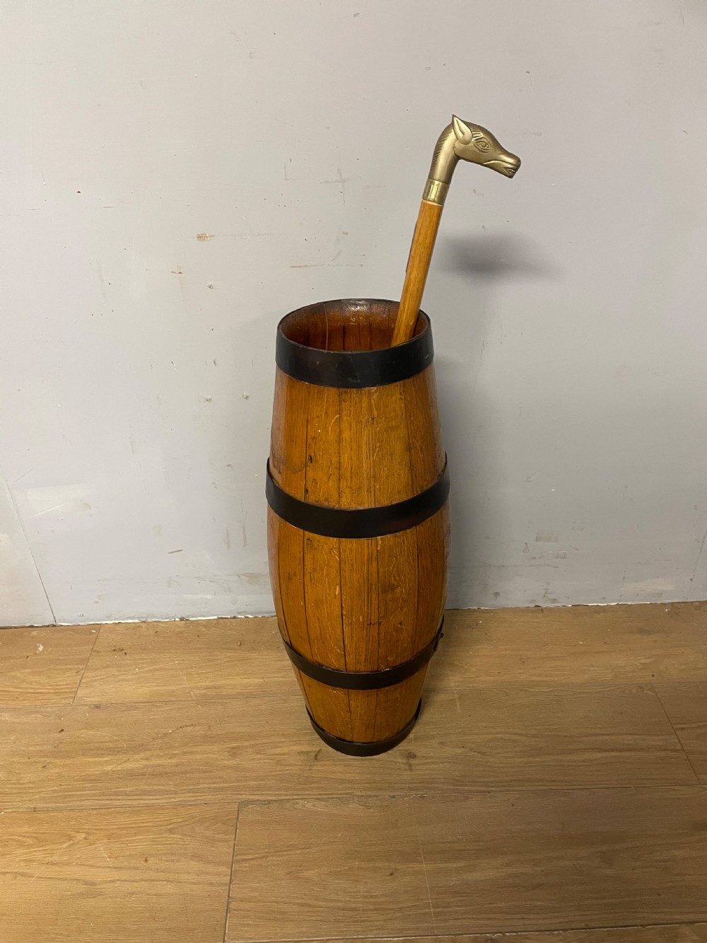 Edwardian oak coopered stick stand  View VIII