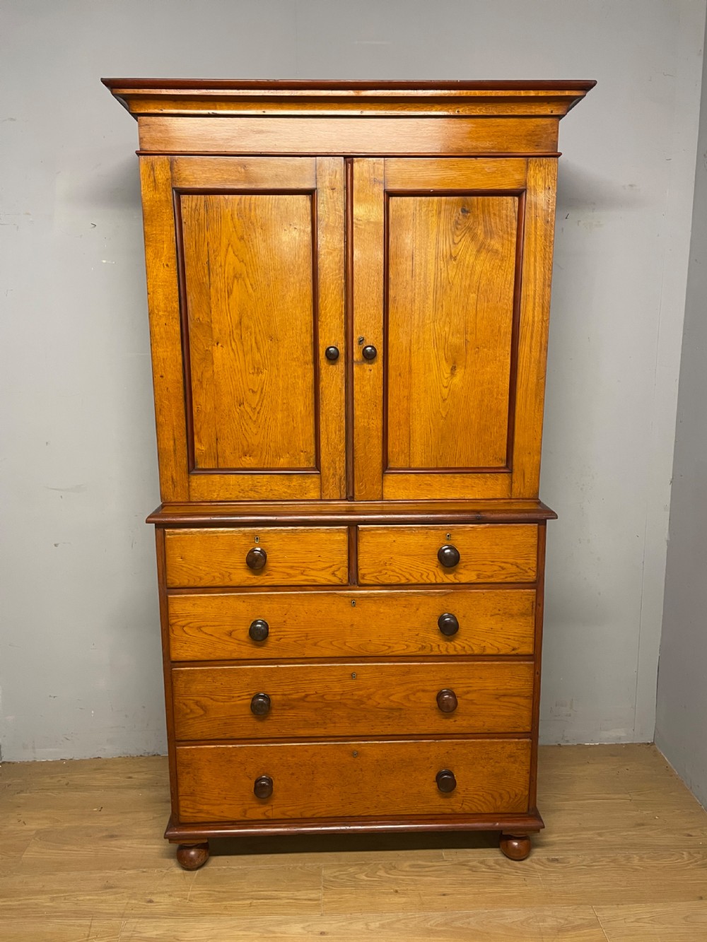 C19th country house golden oak housekeepers cupboard 
